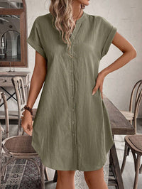 Madison | Wedding Guest Mini Dress Short Sleeve Button-Front