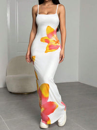 Madeline | Backless Maxi Dress Floral Spaghetti Strap