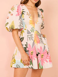 Michelle | Floral Mini Dress Puff Sleeve