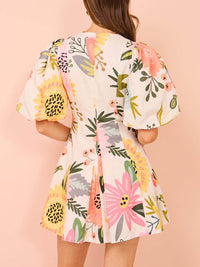 Michelle | Floral Mini Dress Puff Sleeve