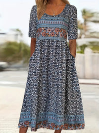 Susanna | Boho Midi Dress Square Neck
