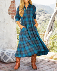 Kennedy | Wedding Guest Midi Dress Plaid A-Line