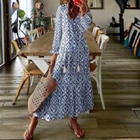 Monica | Floral Maxi Dress V-Neck Elbow-Length Sleeve