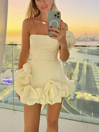 Genevieve | Cocktail Mini Dress Strapless One-Shoulder