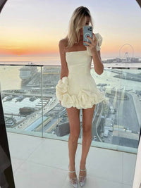 Genevieve | Cocktail Mini Dress Strapless One-Shoulder