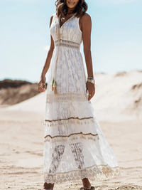 Jocelyn | Boho Maxi Sundress V-Neck Tiered