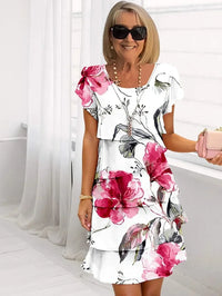 Lorelei | Floral Mini Dress Pleated V-Neck