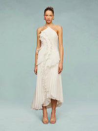Louisa | Wedding Guest Maxi Dress Halter Pleated