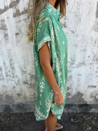 Olive | Boho Dress Button-Front