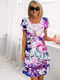 Lorelei | Floral Mini Dress Pleated V-Neck
