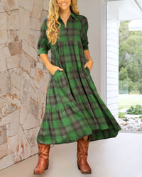 Kennedy | Wedding Guest Midi Dress Plaid A-Line