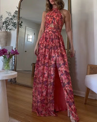 Ruth | Halter Maxi Dress Backless Flared
