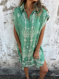 Olive | Boho Dress Button-Front