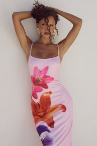 Delilah | Floral Bodycon Maxi Dress Spaghetti Strap
