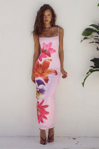Delilah | Floral Bodycon Maxi Dress Spaghetti Strap