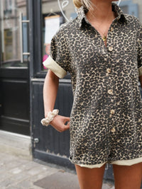 Phoebe | Button-Up Leopard Print Romper