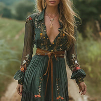 Amelia | Boho Maxi Sundress V-Neck Floral