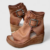 Women's Wedge Sandals | Buckle Strap Peep Toe
