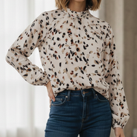 Polly | Vintage Blouse Printed High Mock
