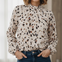 Polly | Vintage Blouse Printed High Mock