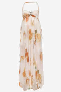 Briana | Halter Maxi Dress Floral Bodycon