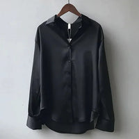 Stella | Women’s Long Sleeve Button Down Satin Blouses