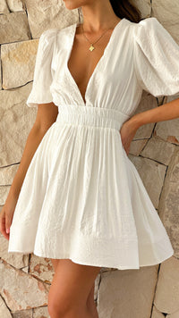 Felicity | Mini Sundress V-Neck Puff Sleeve