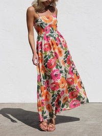 Jacqueline | Backless Maxi Dress Floral Open Back