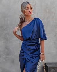 Melody | Cocktail Midi Dress One-Shoulder Wrap