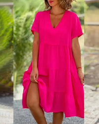 Rachel | Boho Sundress A-Line V-Neck Tiered