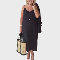 Tara | Black Sundress Midi Sleeveless