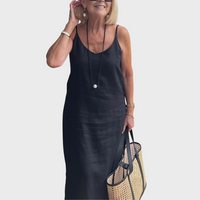 Tara | Black Sundress Midi Sleeveless