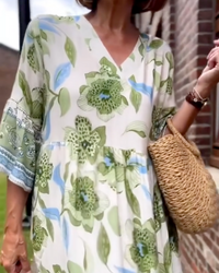 Nova | Boho Midi Dress Floral V-Neck