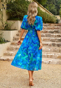 Alyssa | Wedding Guest Midi Dress Puff Sleeve