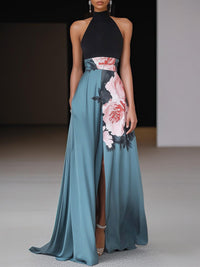 Kira | Floral Wedding Guest Maxi Dress Halter