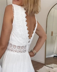 Therese | Boho Midi Dress Lace V-Neck