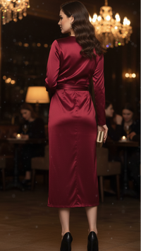 Yvonne | Wrap Midi Dress Long Sleeve
