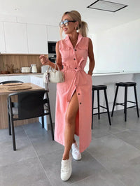 Frances | Shirt Dress Button-Front Sleeveless