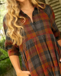 Kennedy | Wedding Guest Midi Dress Plaid A-Line