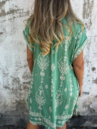 Olive | Boho Dress Button-Front