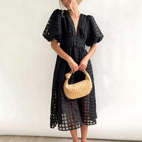 Sarah | Wedding Guest Midi Dress Puff Sleeve