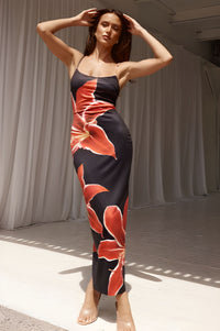 Delilah | Floral Bodycon Maxi Dress Spaghetti Strap