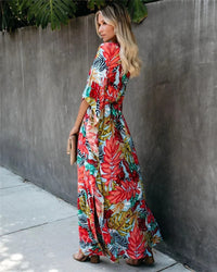 Aaliyah | Boho Maxi Sundress Tropical V-Neck