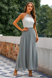 Iris | Wedding Guest Maxi Dress Halter Flared