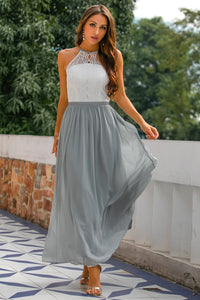 Iris | Wedding Guest Maxi Dress Halter Flared