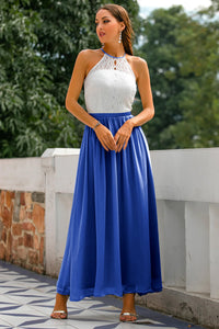 Iris | Wedding Guest Maxi Dress Halter Flared