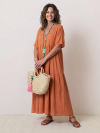 Tiffany | Boho Maxi Dress Tiered V-Neck