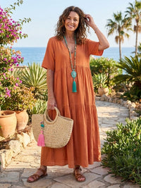 Tiffany | Boho Maxi Dress Tiered V-Neck