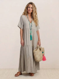 Tiffany | Boho Maxi Dress Tiered V-Neck