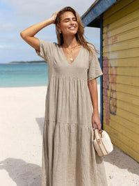 Tiffany | Boho Maxi Dress Tiered V-Neck